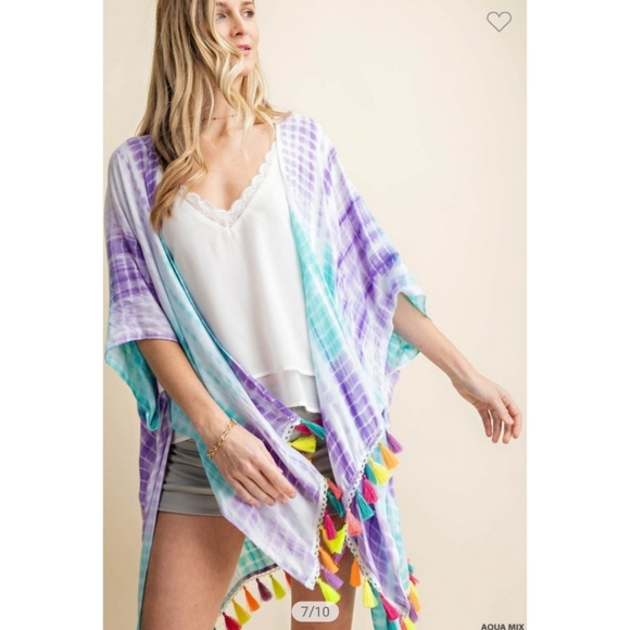 Swimsuit coverup with tassels tie dye - Picture 4 of 6
